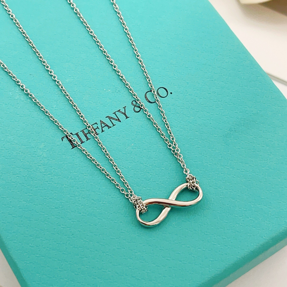 Tiffany & Co. Silver double-chain figure 8 necklace